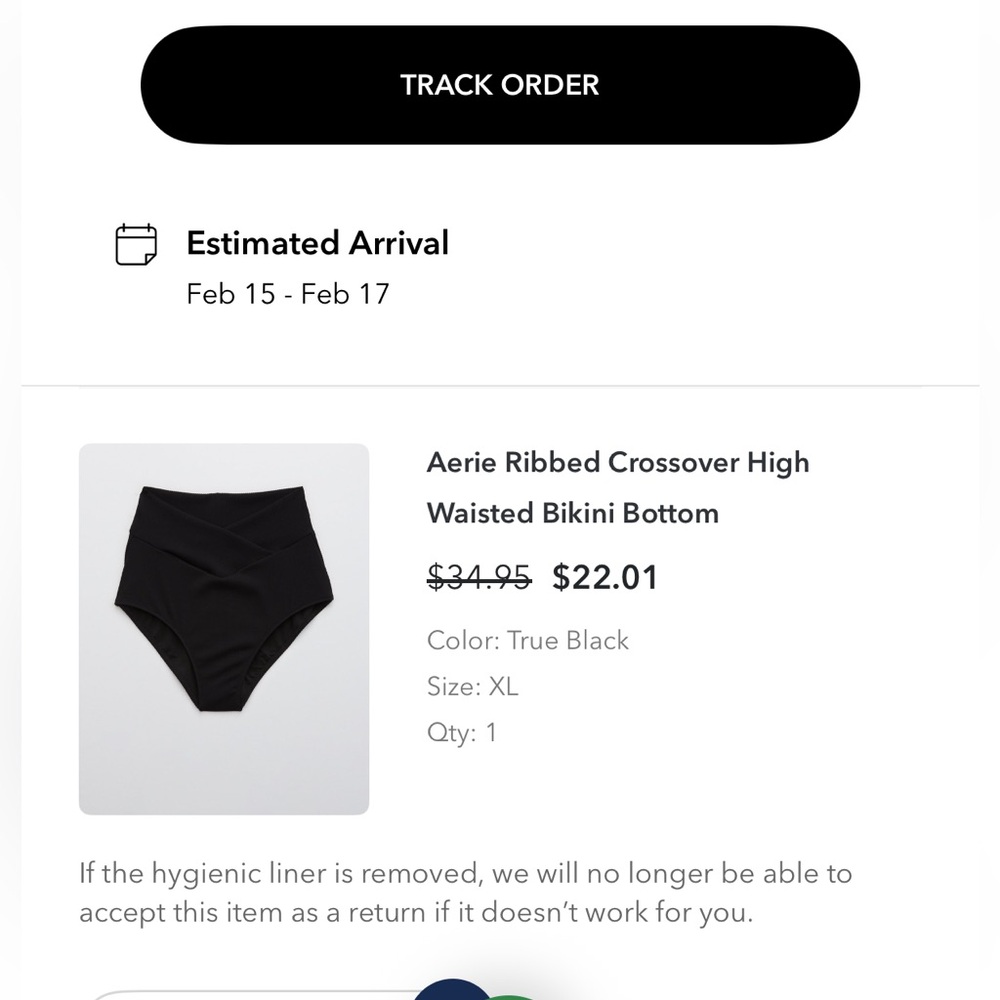 Aerie Black Ribbed High Waist Bikini Bottom